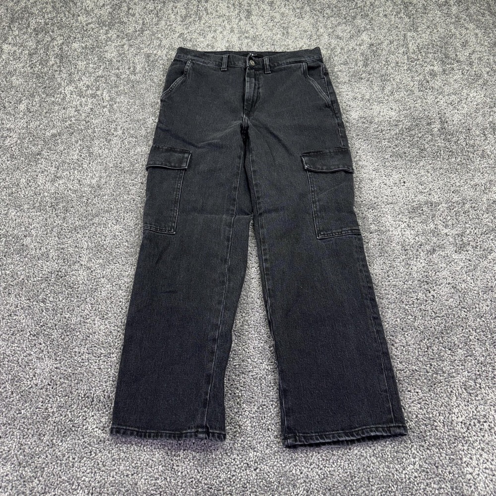 7 For All Mankind Cargo Logan Jeans Womens 28 Gray Relaxed Straight Cropped